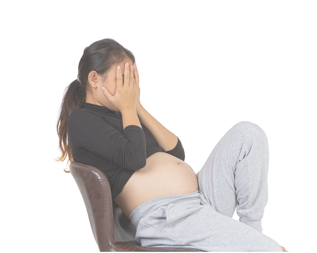 Picture of pregnant woman feeling stress.